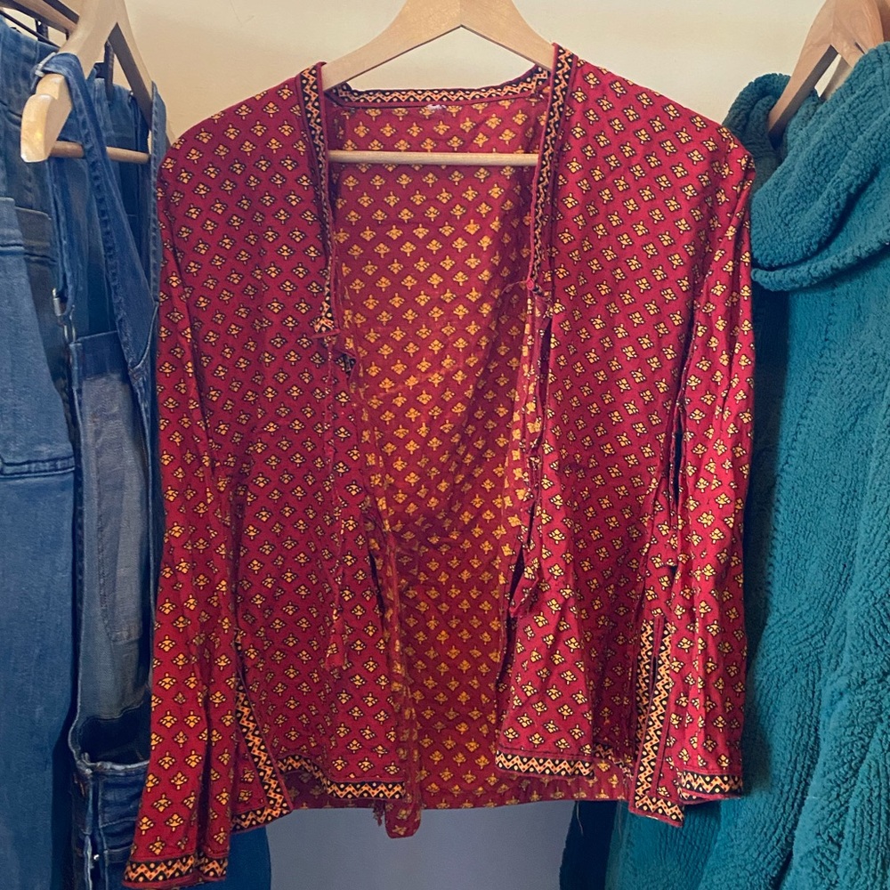 Vintage Patterned Open Jacket
